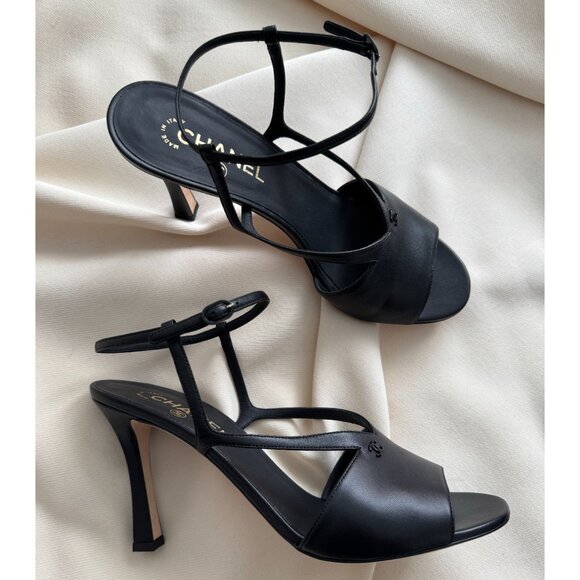 Chanel High Heel Ankle Strap Sandals in Black, size 41C - Picture 9 of 15